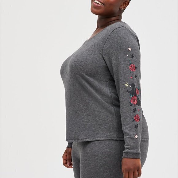 TORRID DREAM FLEECE LONG SLEEVE‎ SCOOP NECK LOUNGE TEE TOP WOMENS PLUS SIZE 3 3X - Picture 1 of 9